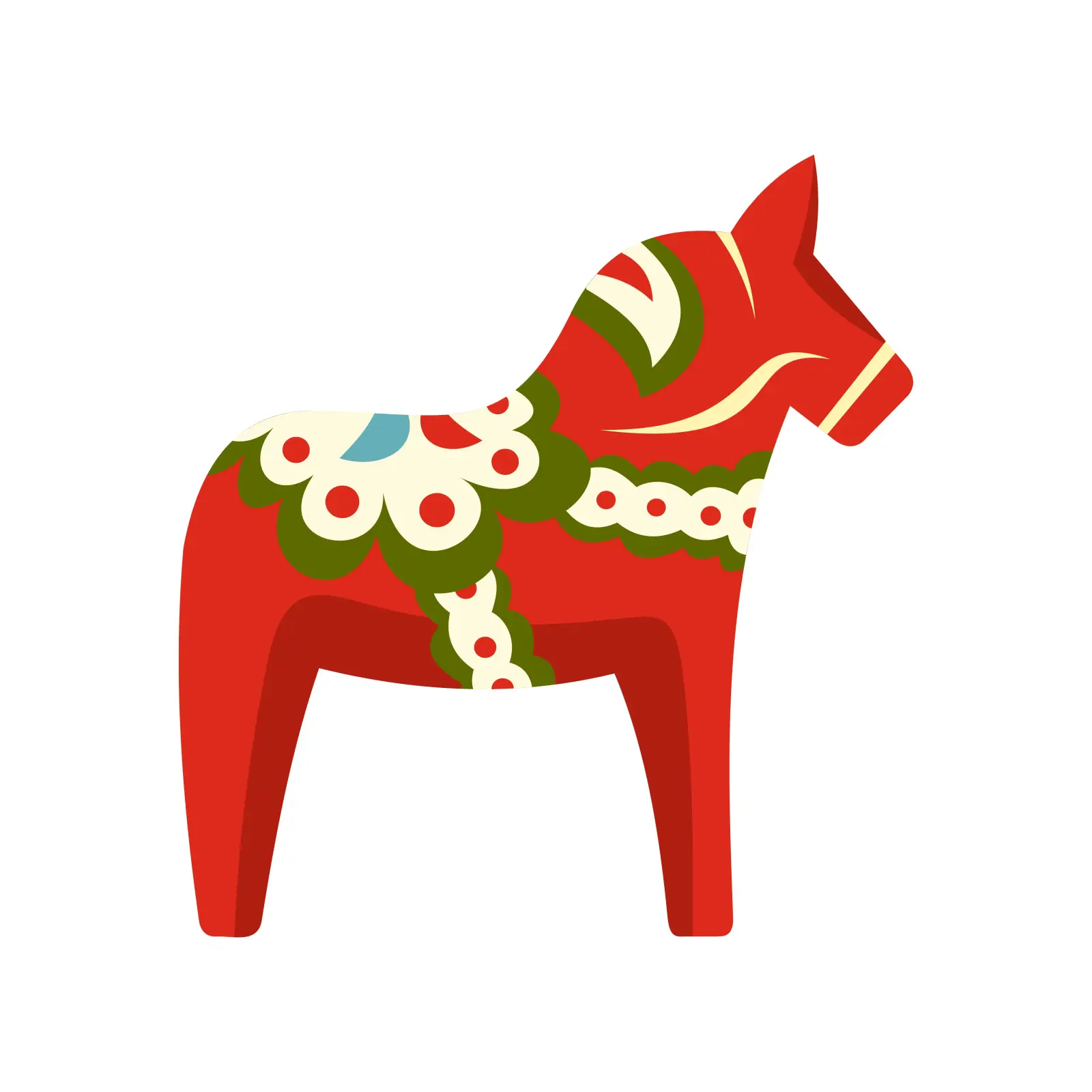 Traditional red Dalecarlian horse illustration