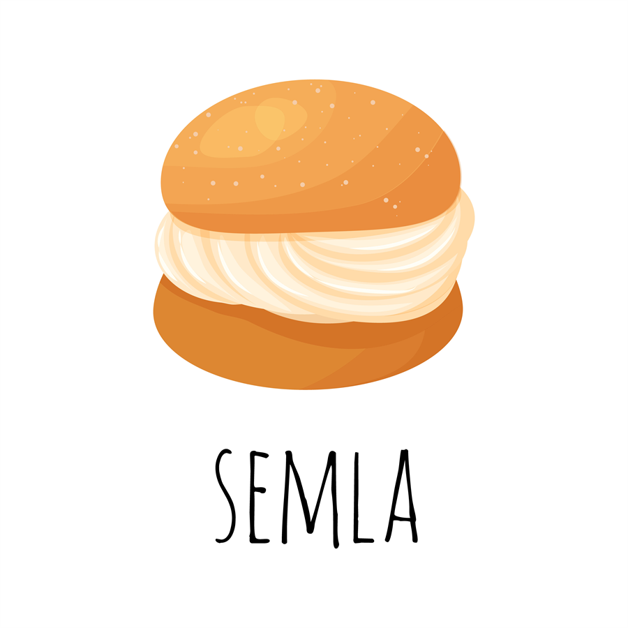 Illustration of a semla pastry