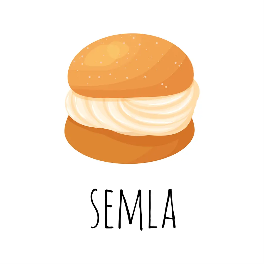 Illustration of a semla pastry